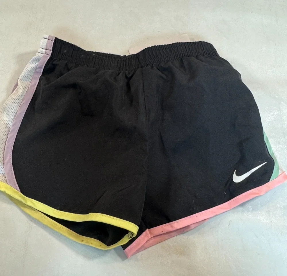 Nike Dri-FIT Girls 6X 6-7 Running Shorts Black Citron Tint Athletic NWT